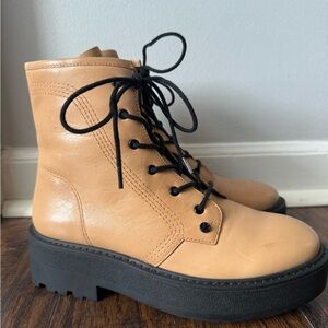 Franco Sarto Tan Lace-Up Boots
